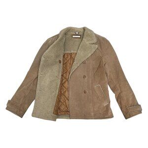 GENUINE LEATHER SMART SET Sherpa Fleece Winter Vintage Coat Jacket Womens Medium